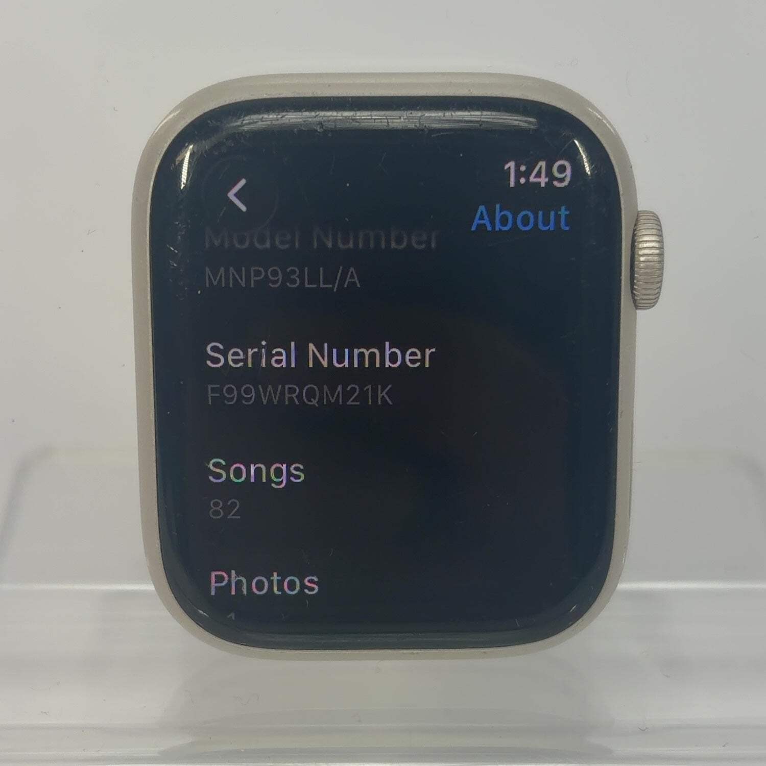 GPS Only Apple Watch Series 8 45MM Starlight Aluminum MNP93LL/A Face Only