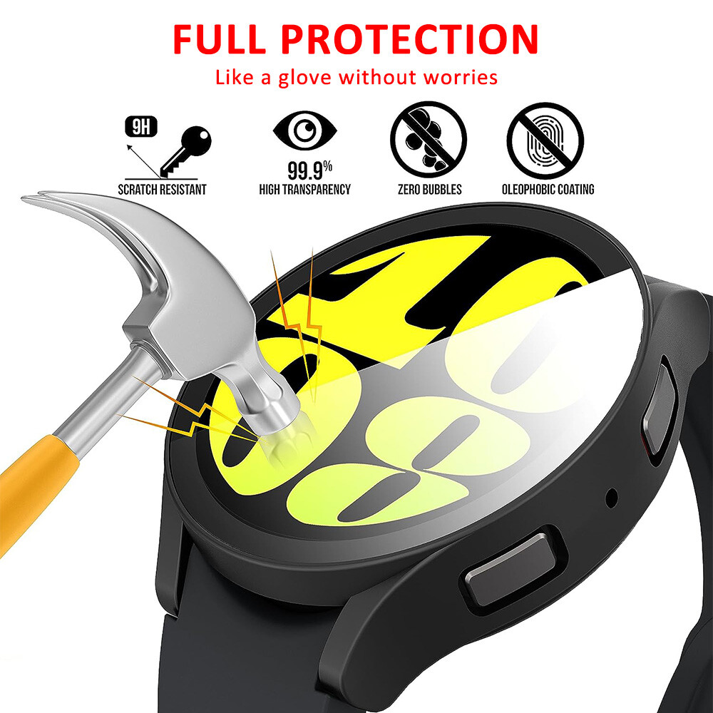 F Samsung Galaxy Watch 6 40/44MM Hard Case Tempered Glass Screen Protector Cover