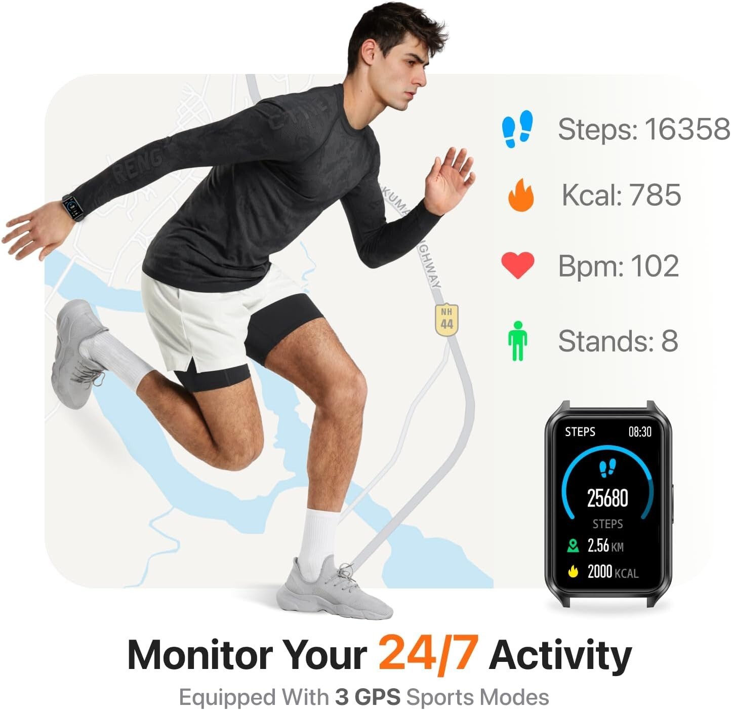 24/7 Health Monitoring Smart Watch with 100+ Sports Modes and Bluetooth Calling