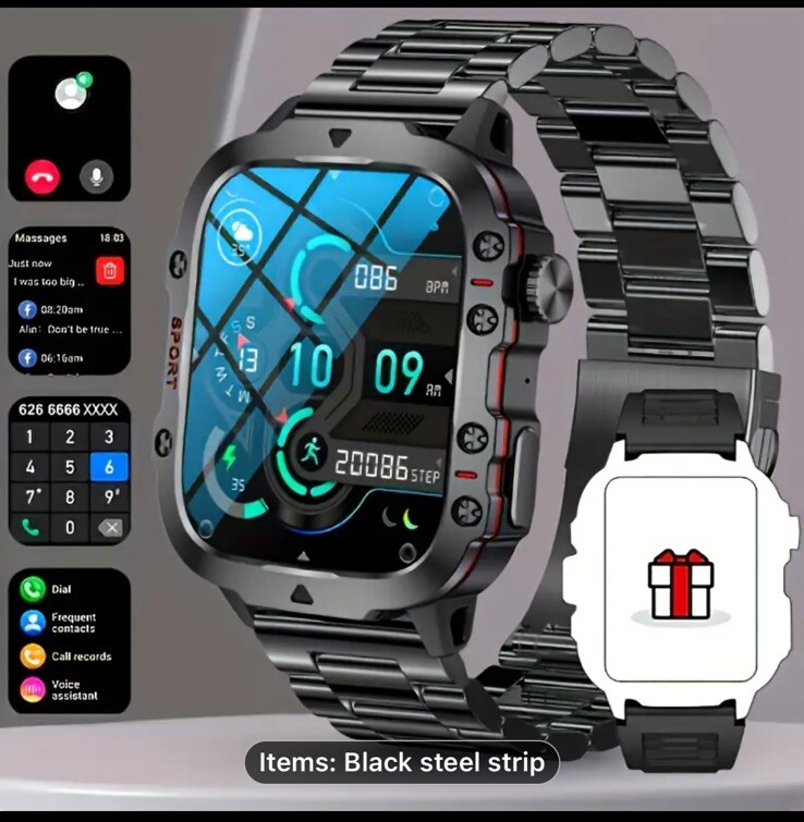 Smartwatch Fitness Tracker Sport Answer/Make Call Pedometer 1.96 IPS Display