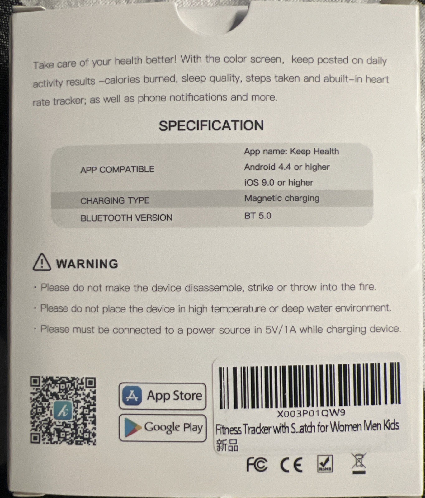 Zeacool Fitness Tracker Smart Band Pink with App Keep Health Smart Wrist Watch