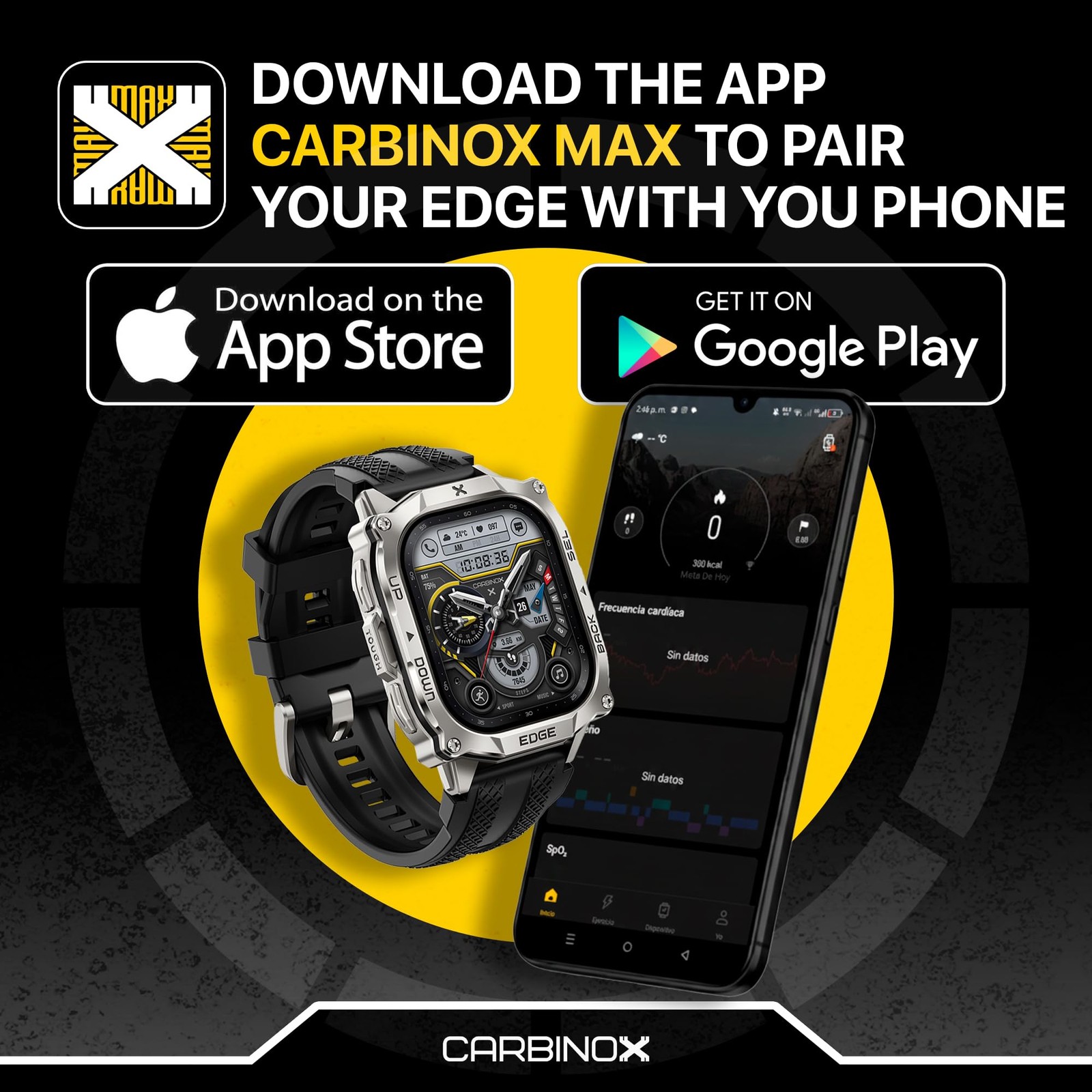 Smart Watch Edge Rugged, 1.96″ AMOLED, Stainless Steel, IP69K/5ATM Fitness tr…