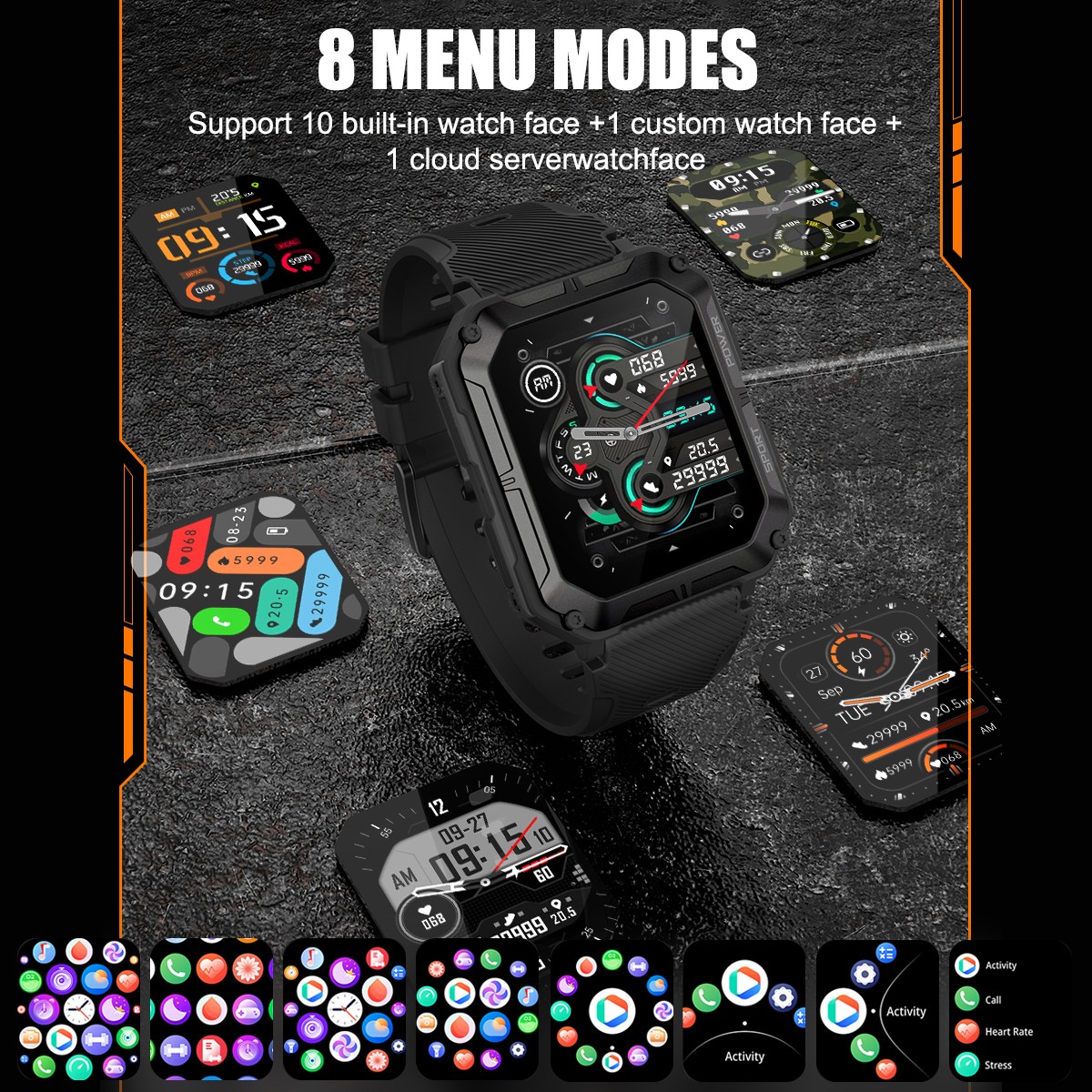 C20 Pro Smartwatch 1.83″ Bluetooth Call IP68 123 Sports 14-Day Battery 380mAh