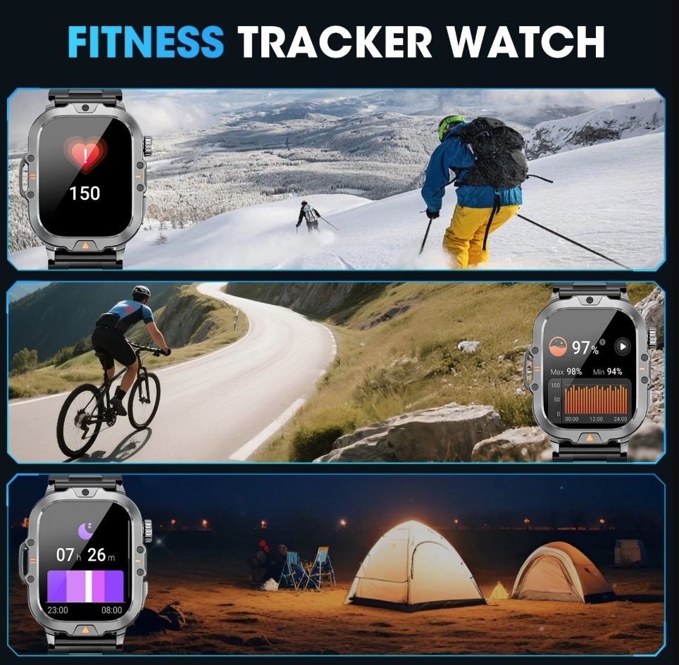 Mingwear L31 Military Smartwatch, 2.01″ High-Resolution Display, IP68