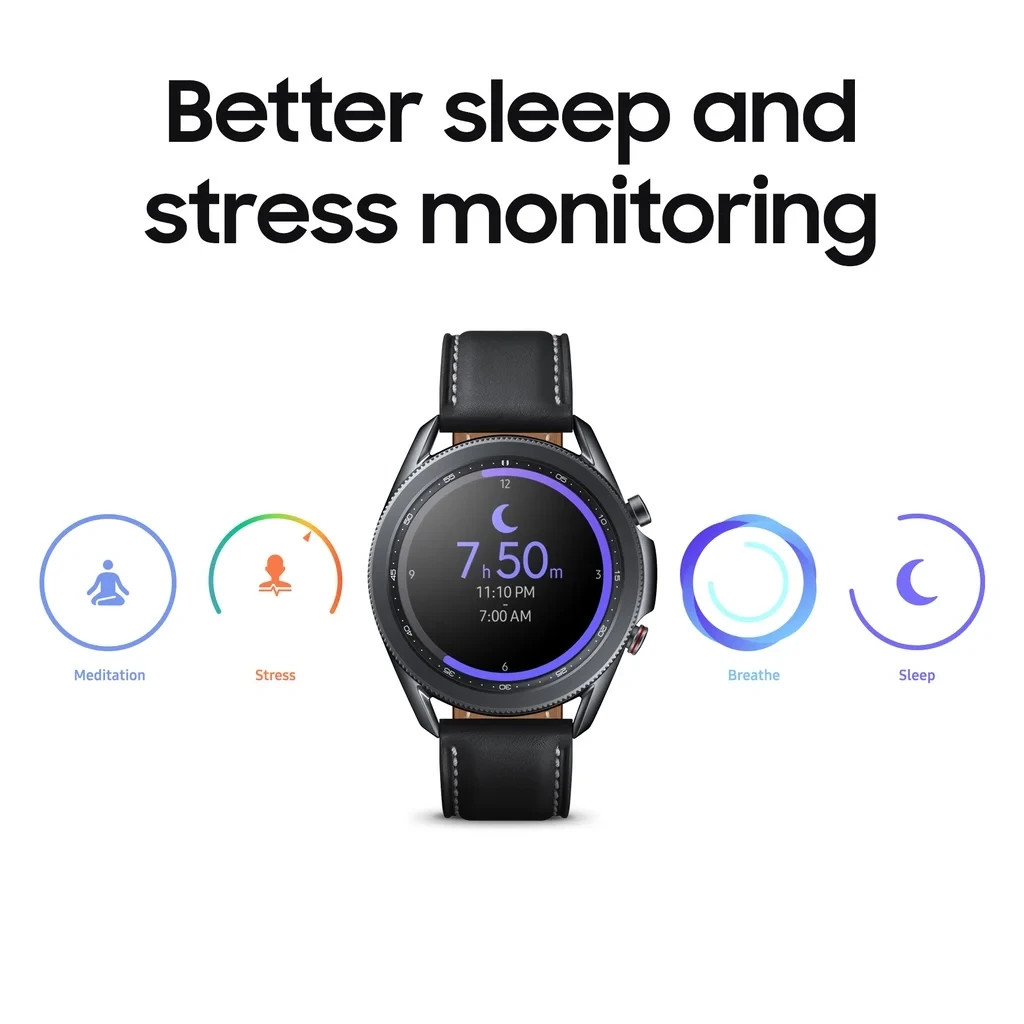 Samsung Galaxy Watch3 SM-R850 41mm Stainless Steel Case with Leather Strap -…