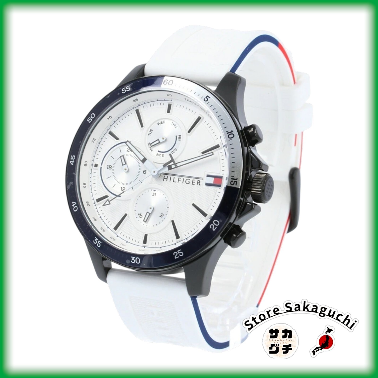 Tommy Hilfiger BANK Men’s Watch 1791723 White Silicone Strap Multi-Function 46mm