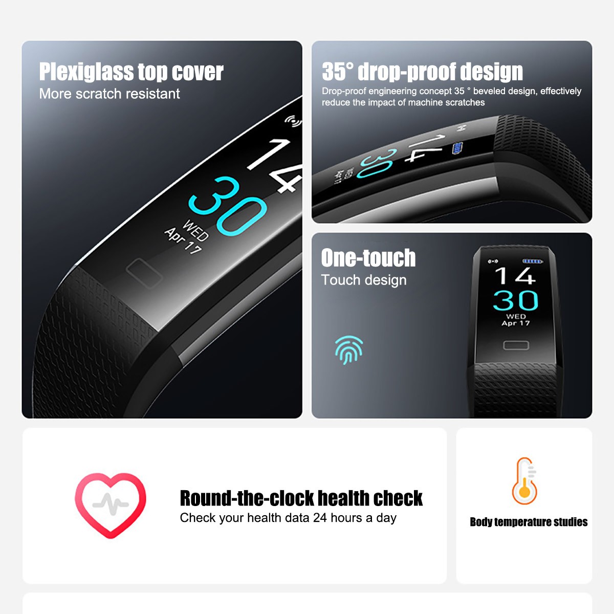 Smart Watch w/Heart Rate Oxygen Blood Pressure Fitness Tracker Activity Sport US