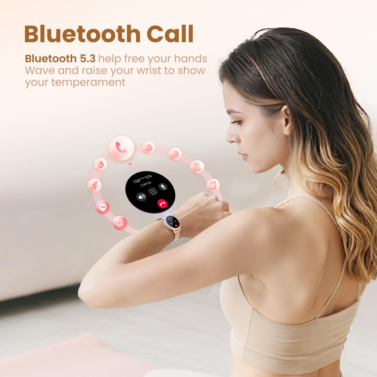Smart Watch Women Android iPhone Fitness Tracker Call Heart Rate SpO2 IP68