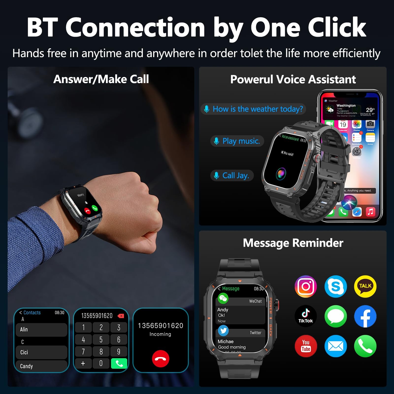 for Men, Military GPS Smartwatches with /Text, Monitor(Heart Rate/SpO2/Sleep)…