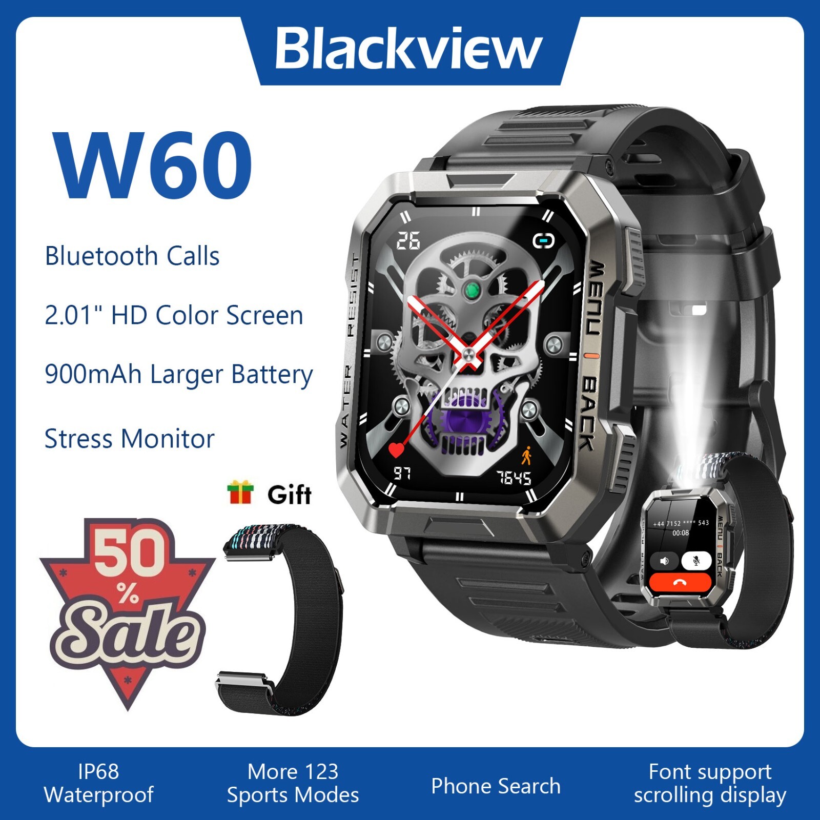 Men Tactical Military Smart Watches Health Tracker Waterproof for Android IOS