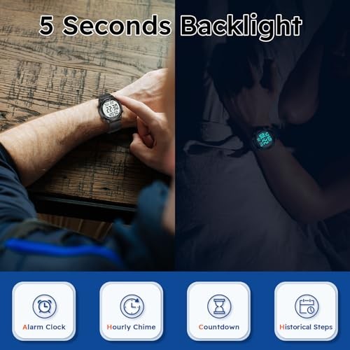 Men’s Pedometer Watch Black Stainless Steel Mesh Band No App