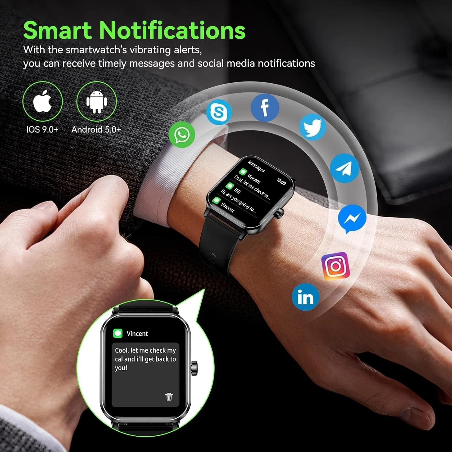 2025 Smart Watch For Men/Women, Waterproof Smartwatch Bluetooth iPhone Samsung