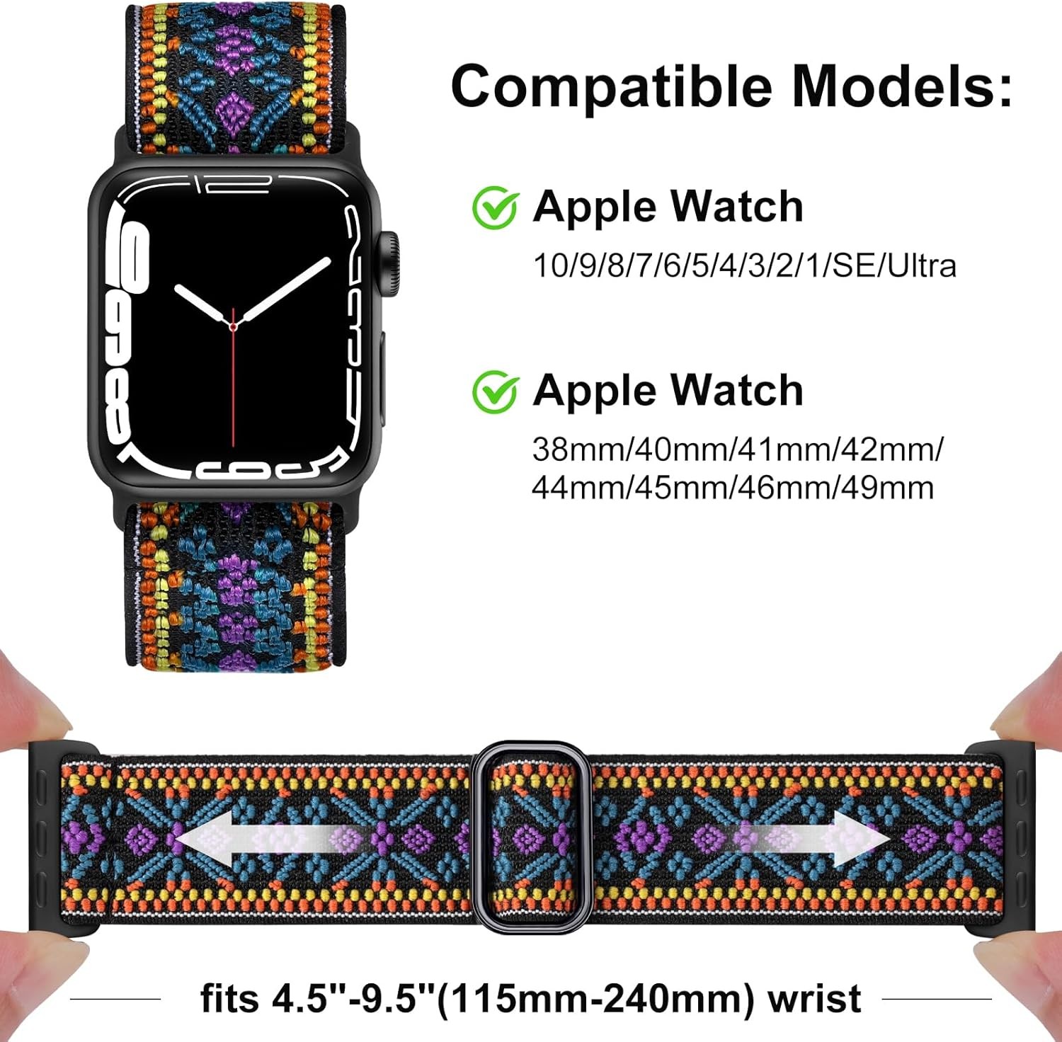 5 Pack Elastic Fabric Bands for Apple Watch 38mm 40mm 42mm 44mm Women Wristbands