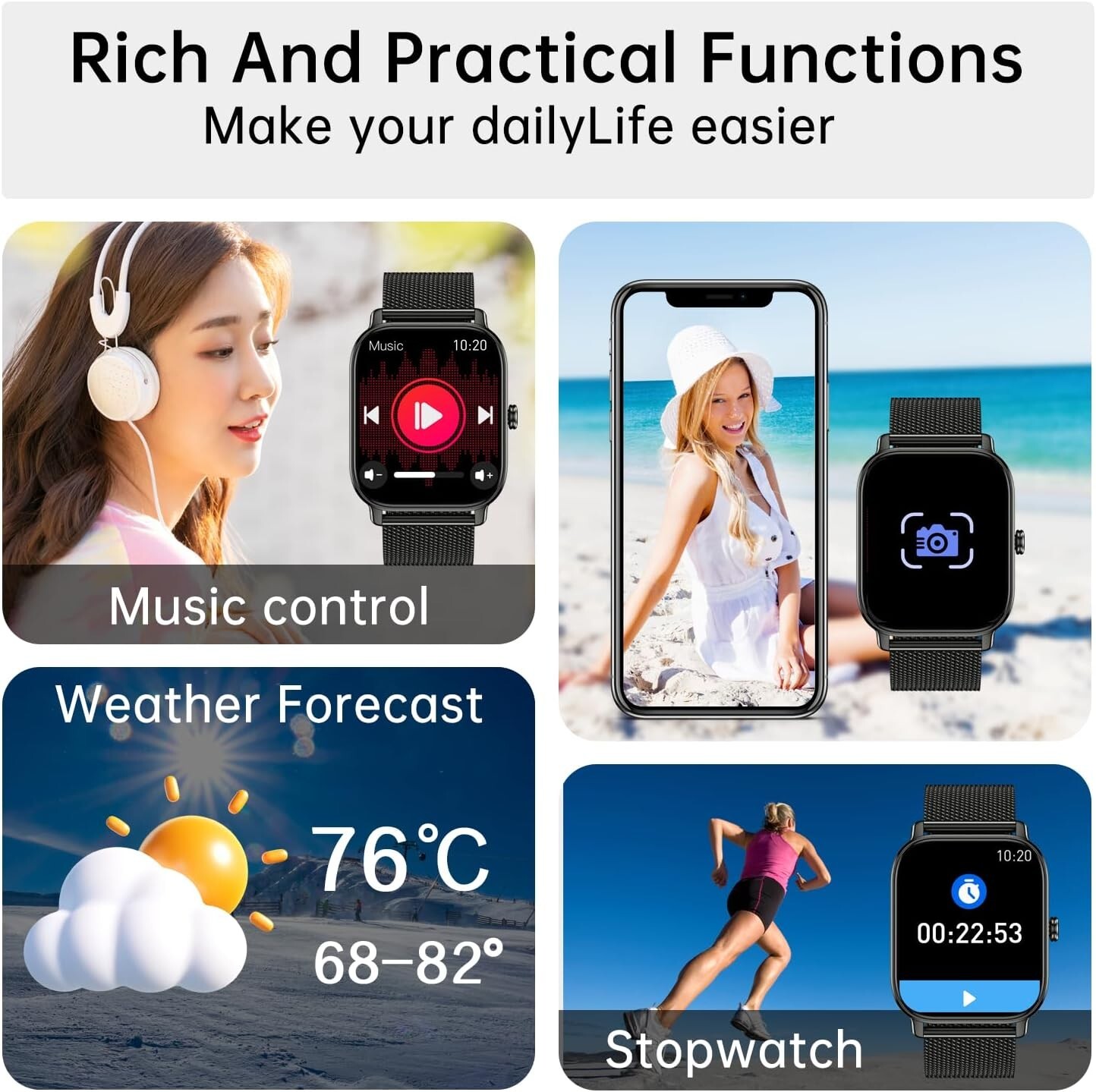 Smart Watch for Men Women Fitness: Bluetooth Make Answer Call Digital Mens watch