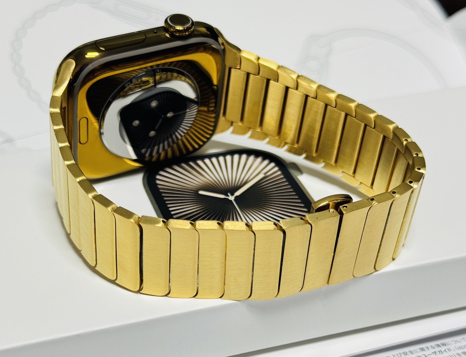 Custom Anodized Bright Gold 46MM Apple Watch SERIES 11 Gold Plated Link Band