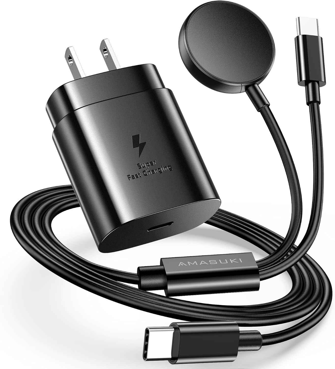 2 in 1 Samsung Watch Charger, 25W USB C Fast Charging for Galaxy Watch 8/7/6/Act