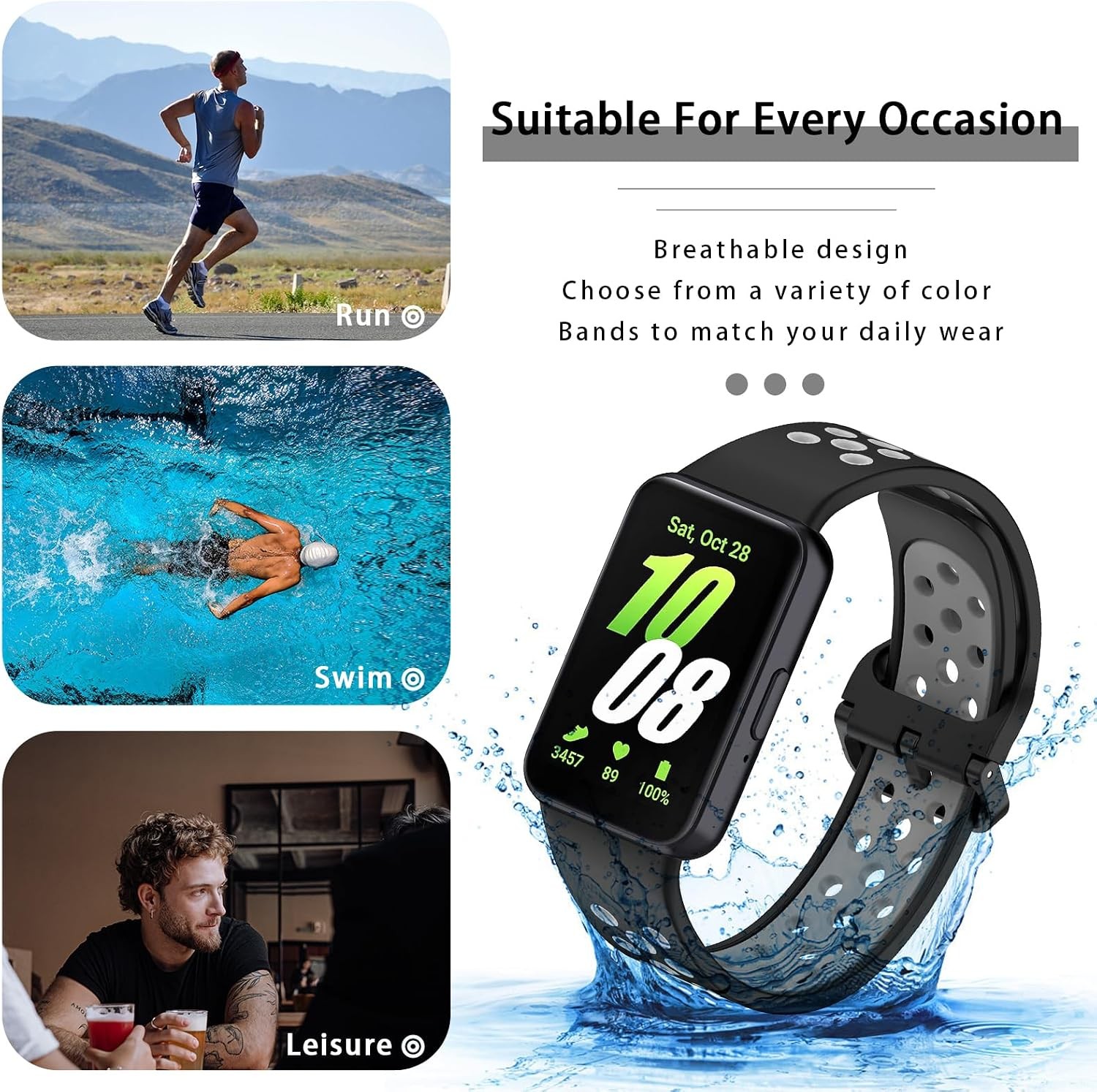Silicone Sport Strap Compatible with Samsung Galaxy Fit 3 2024
