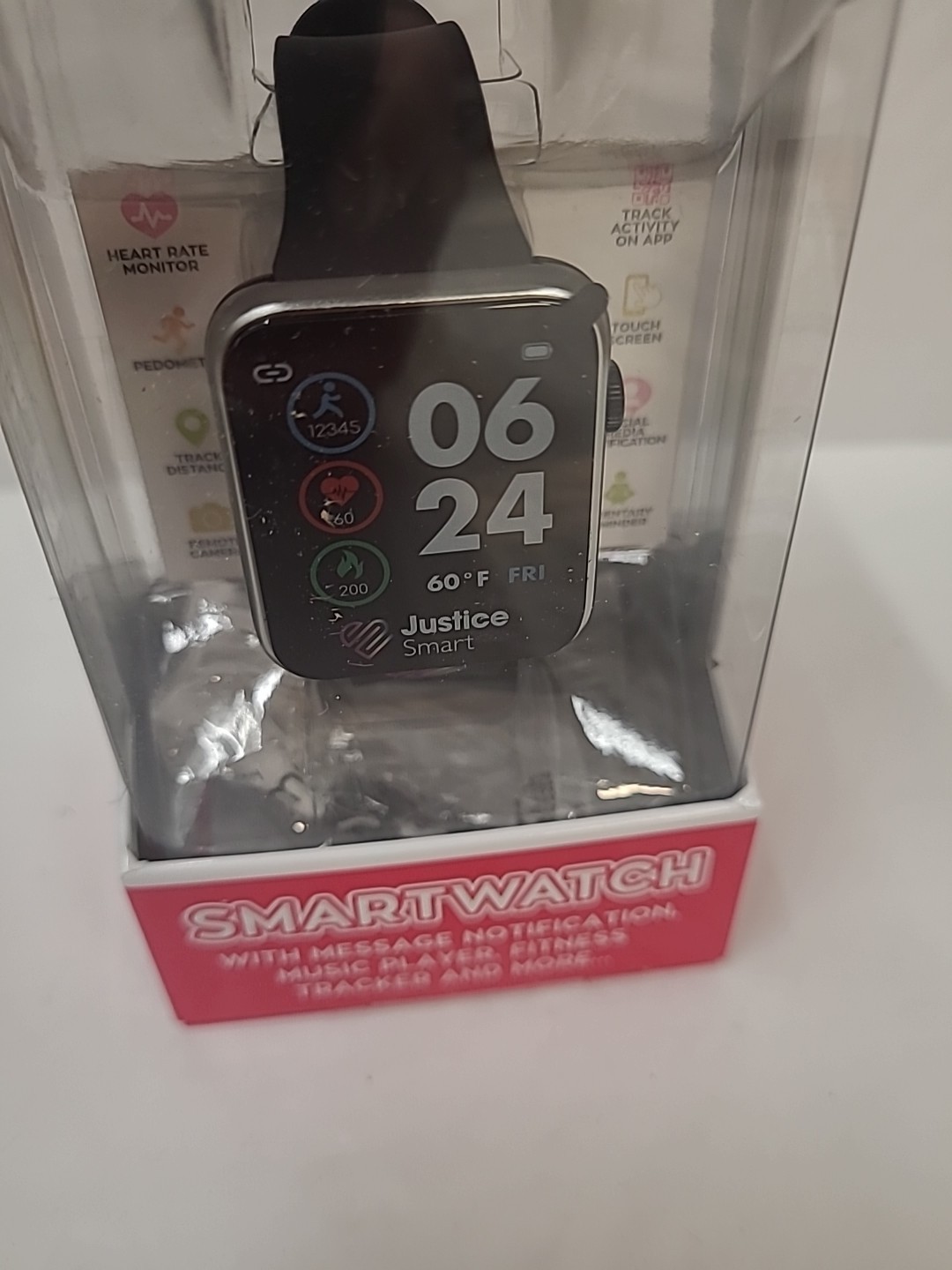 Justice Smart Watch 0625S Black Touch Screen Fitness Tracker New