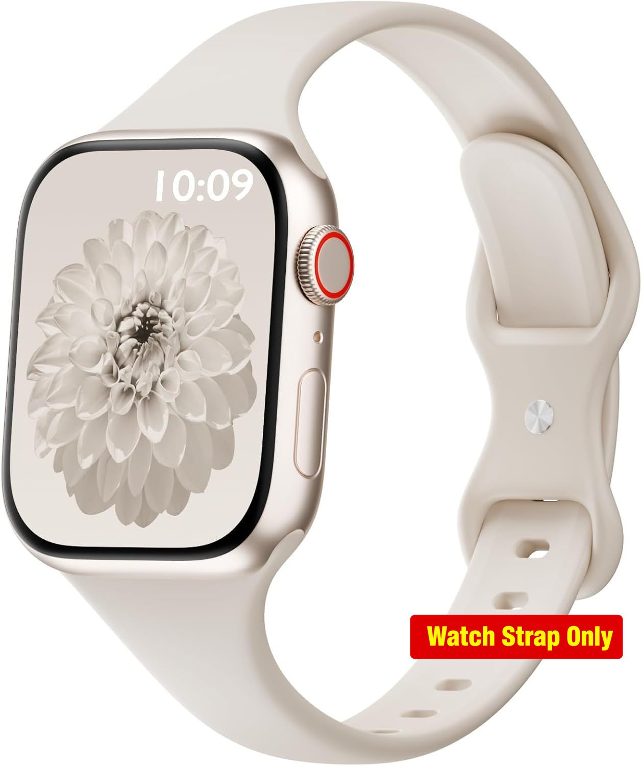 Silicone Slim Band for Apple Watch Series 11, 38mm, 40mm, 44mm – Starlight Color