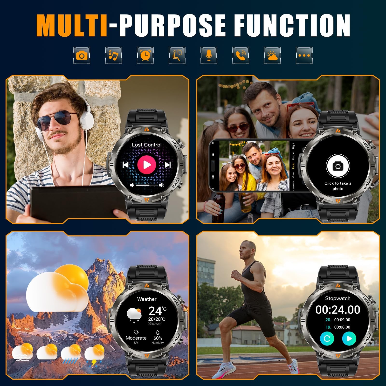 Eigiis Military Smart Watches For Men Built-In Gps Rugged Tactical Smart Watch