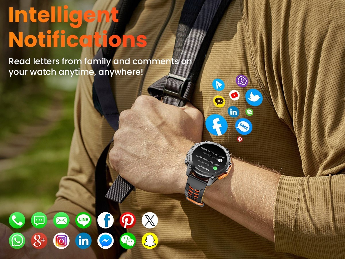 Rugged Military Smart Watch for Men Bluetooth Call Fitness Tracker Android iOS