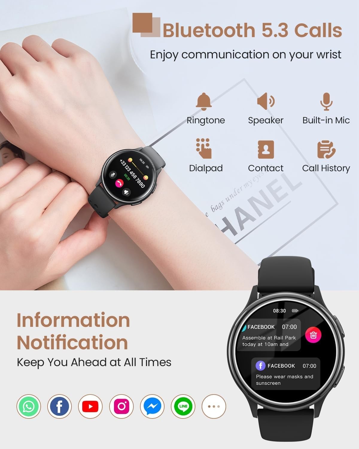 2025 Smart Watch For Men/Women, Waterproof Smartwatch Bluetooth iPhone Samsung