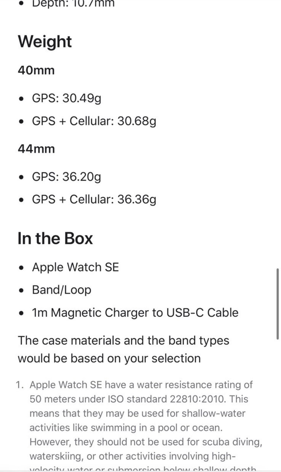 Apple Watch SE 1st Gen 40mm S+M/L Sport Band WIFI/GPS only no cellular EUC