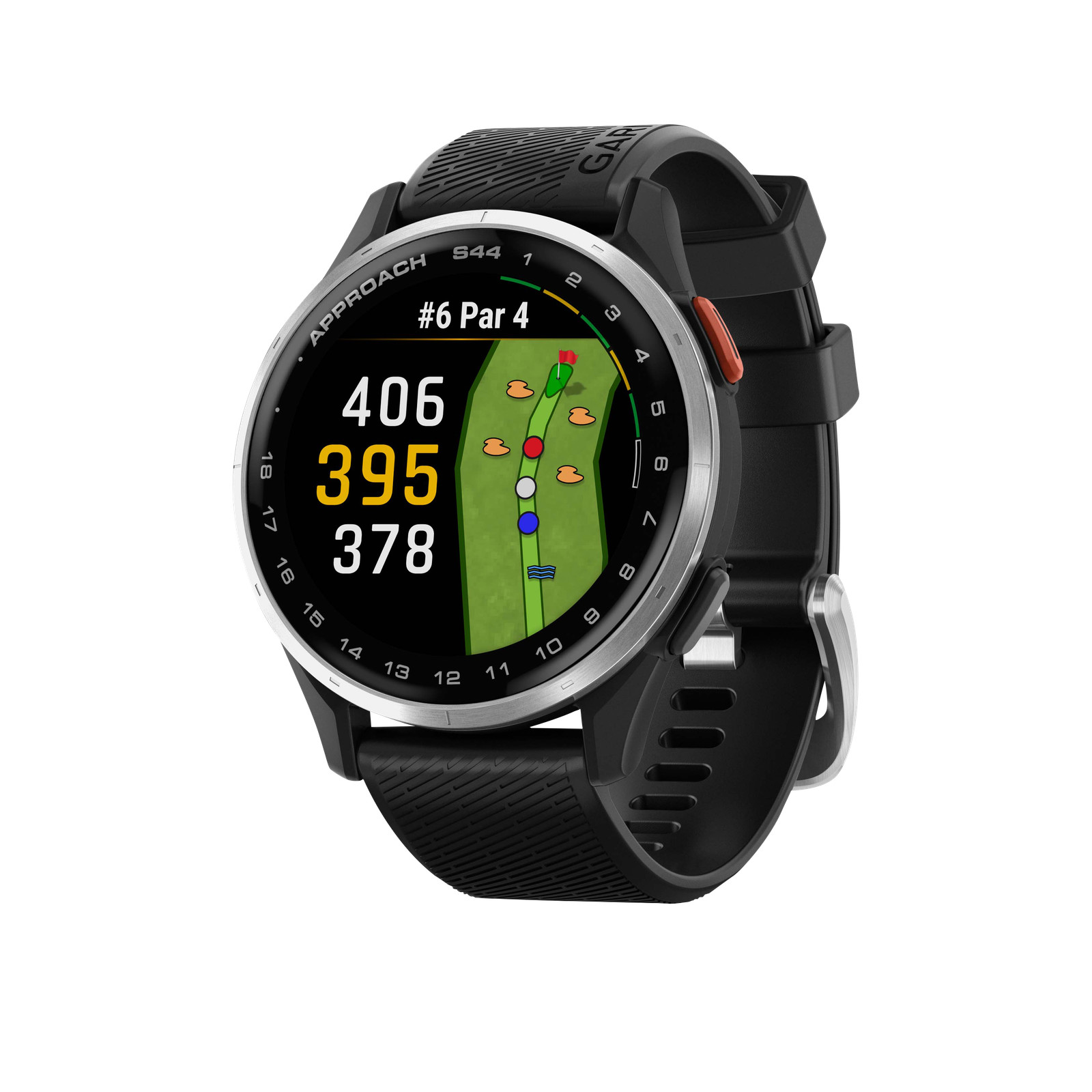 Garmin Approach S44, Silver Bezel/Black Band, (010-03009-00)