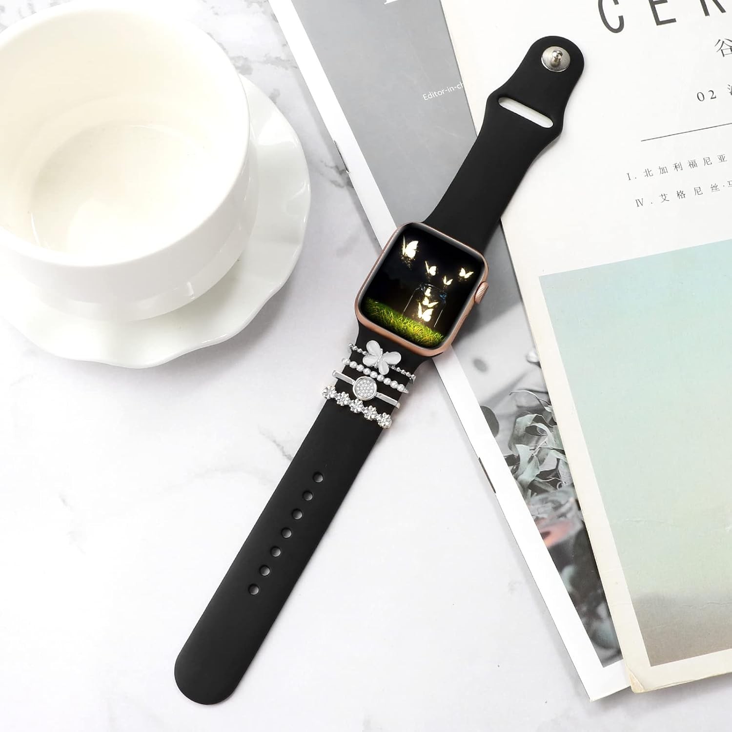 Metal Charm Band for Apple Watch Series 8 40mm 44mm – Decorative Accessories