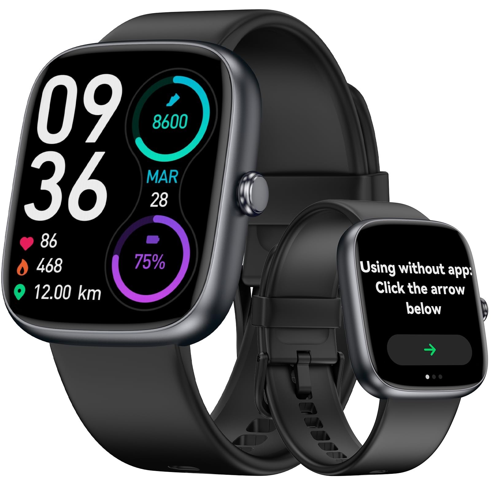 Senior-Friendly Fitness Tracker – 1.83” HD Touchscreen, Waterproof Smart Watch,