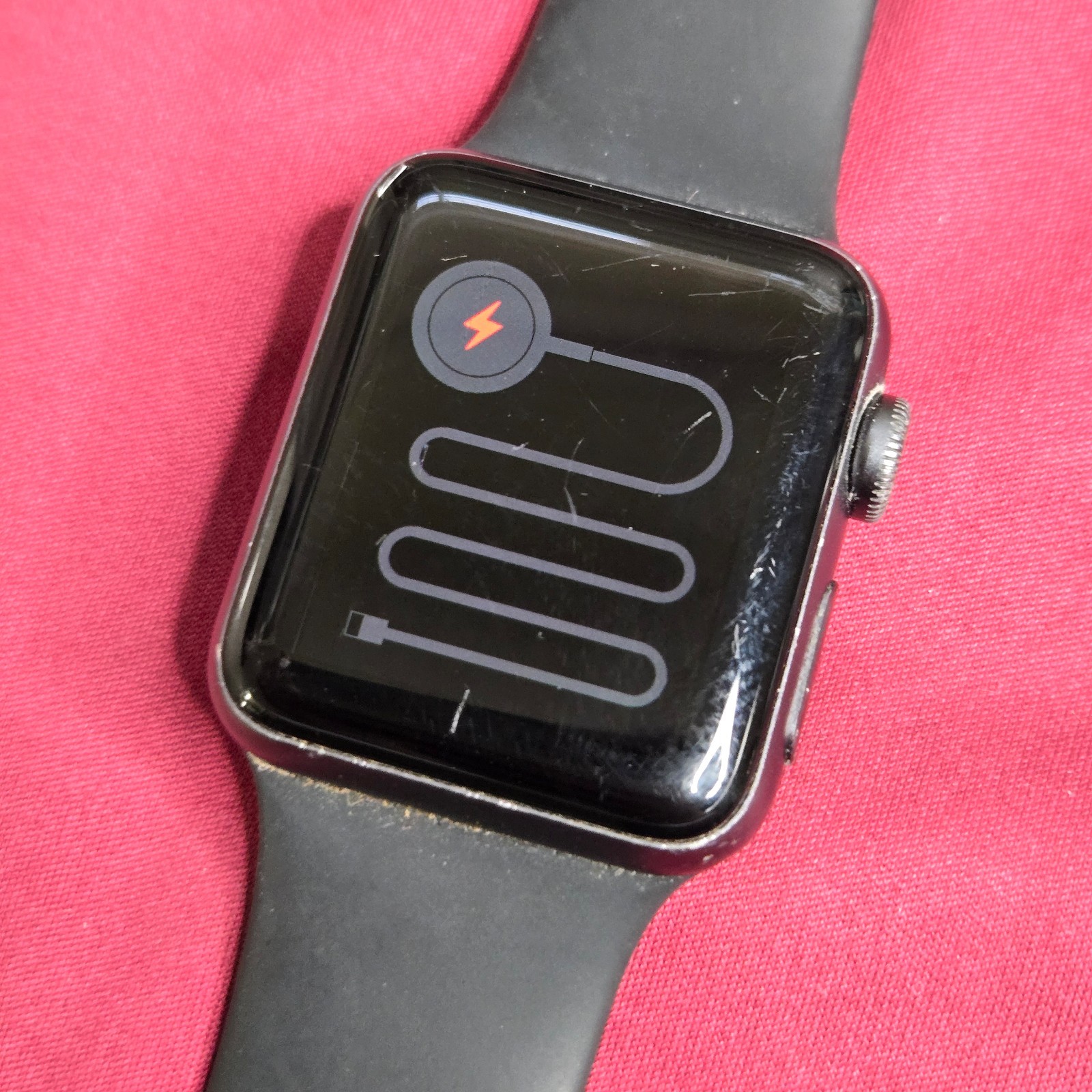 Apple Watch Series 3 38mm Space Gray Aluminum Black Band M/L A1858 For Parts