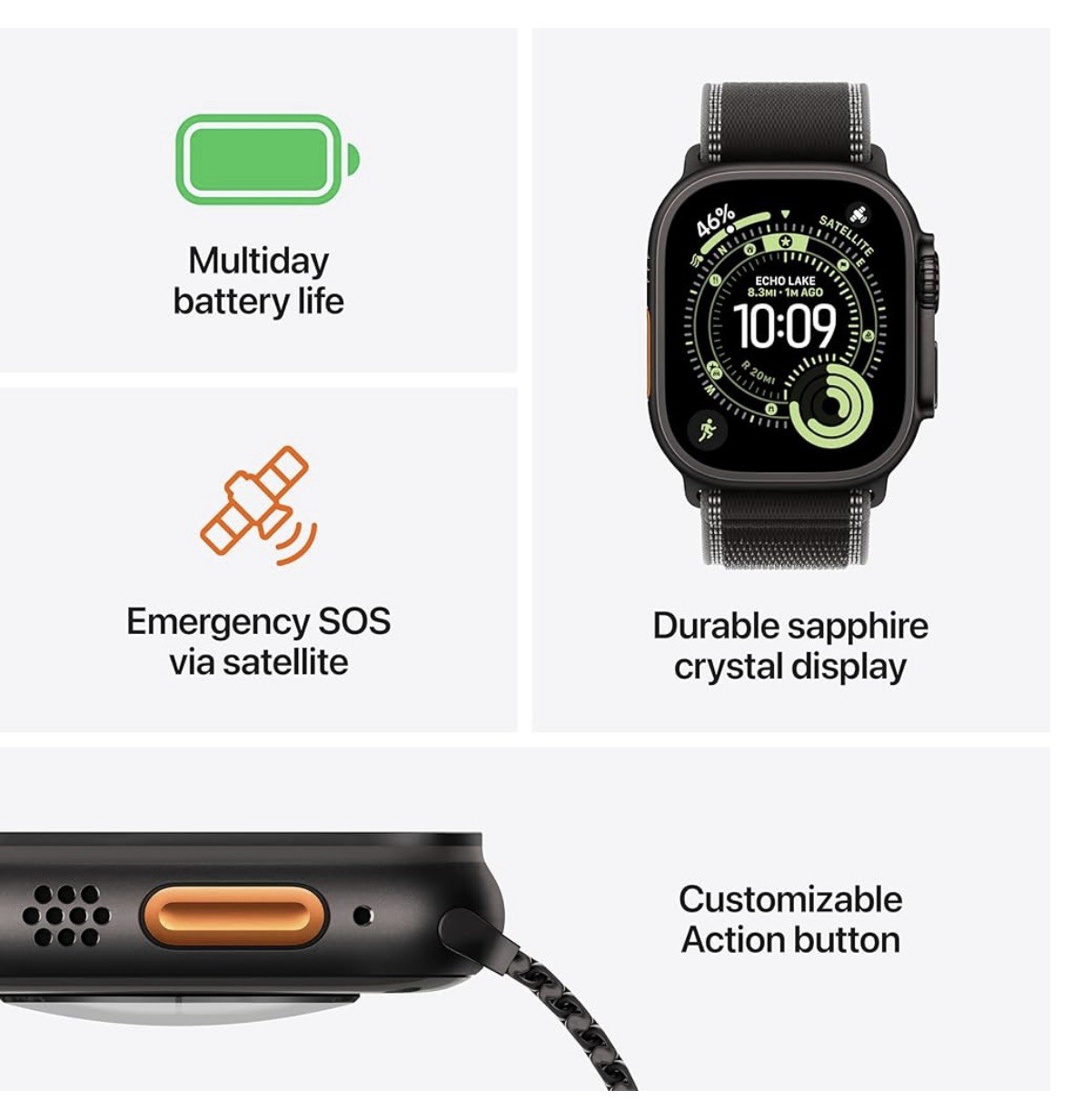 Apple Watch Ultra 3 49mm GPS Cellular Titanium Case /Black Ocean Band.A2