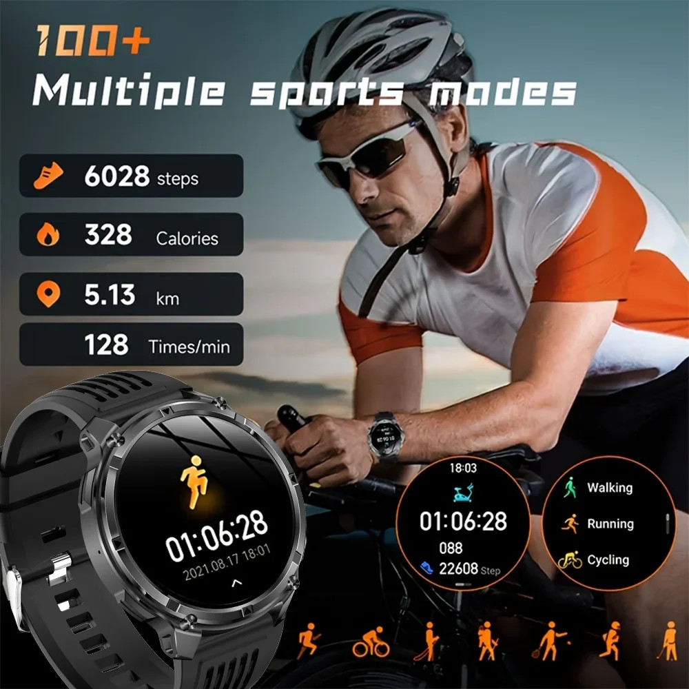 2026 New 1100mah AMOLED Smart Watch Men 170+Sport Fitness LED Flashlight IP69