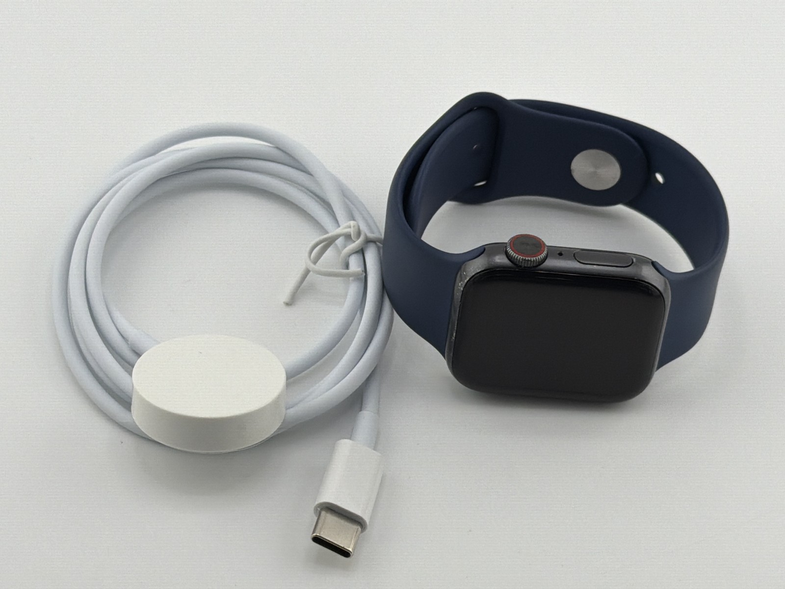 Apple Watch Series 6 40MM Space Gray Aluminum Blue Sport Band BH Under 80% Used