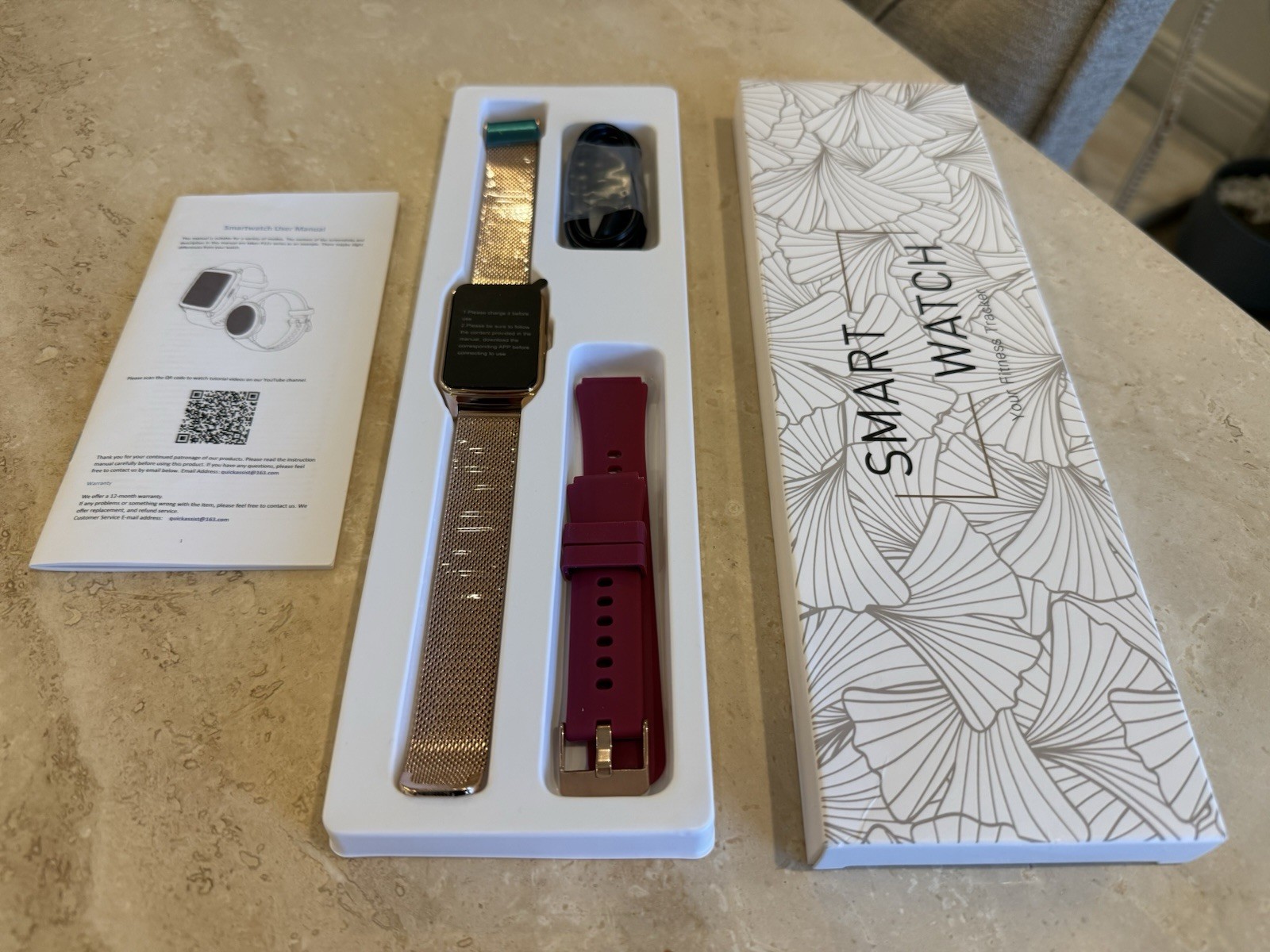Smart Watch P121 Fitness Tracker Heart Rate Monitor Rose Gold Metal Mesh Band