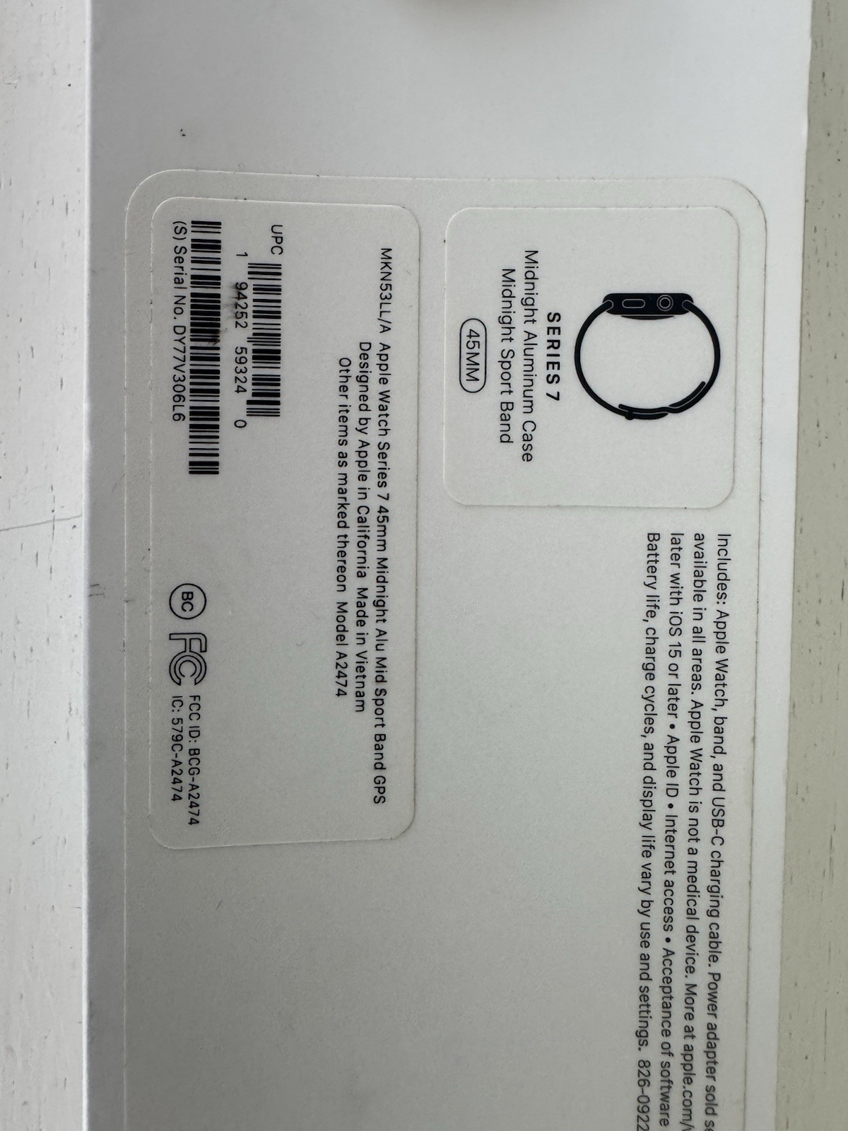 Apple Watch Series 7 45mm Aluminum Case with New Trail Style Band Midnight