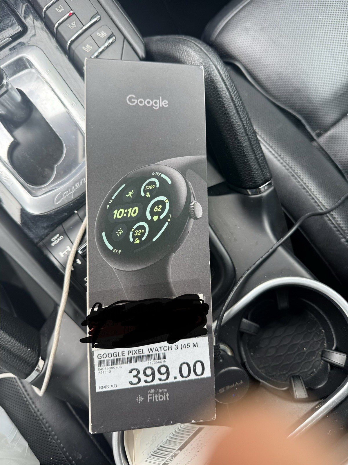 Google Pixel Watch 3 45mm Wi-Fi Black Aluminum Case, Black Silicone Band 32GB