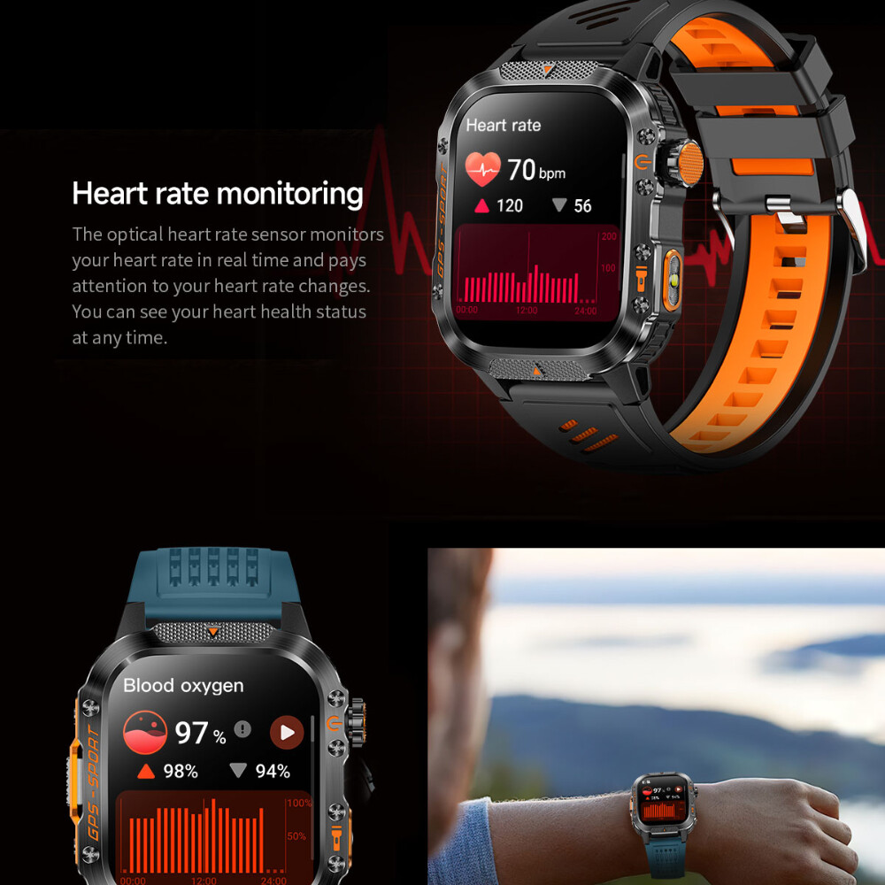 Military Smart Watch For Men (Answer/Make Calls) Rugged Sport Fitness Smartwatch