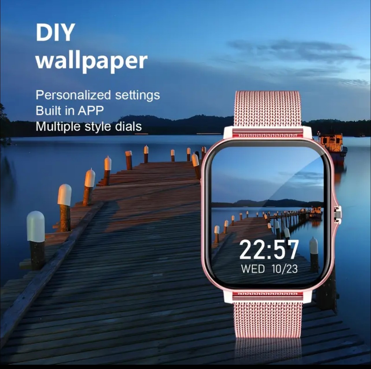 1.86″ Full Touch Screen Smart Watch With Stainless Steel Band & Alloy Body