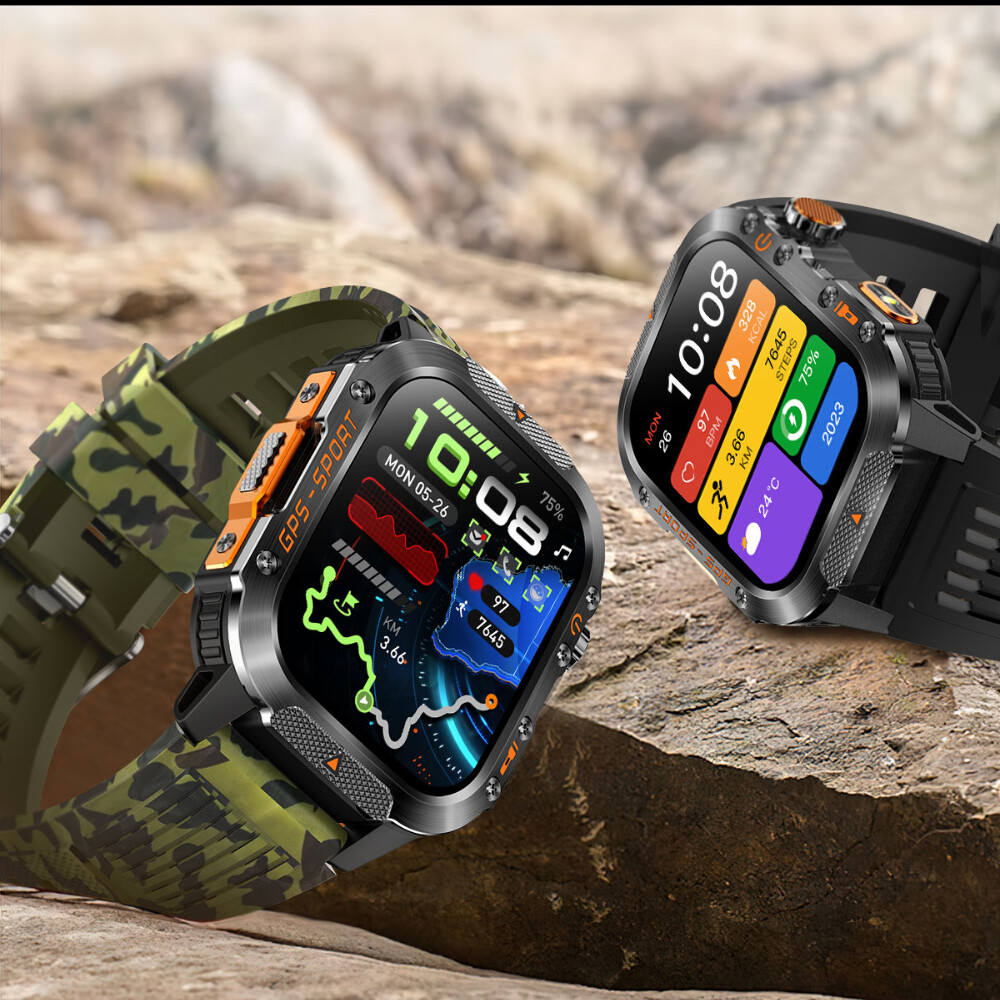 Military Smart Watch For Men (Answer/Make Calls) Rugged Sport Fitness Smartwatch