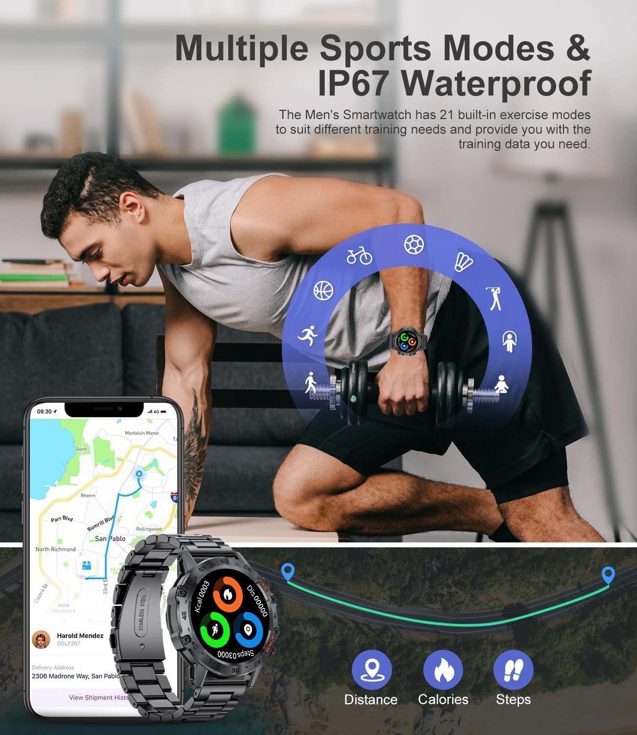 SUNKTA Military Smart Watch for Men(Answer/Dial Calls),100 Sports Modes, 5ATM Wa