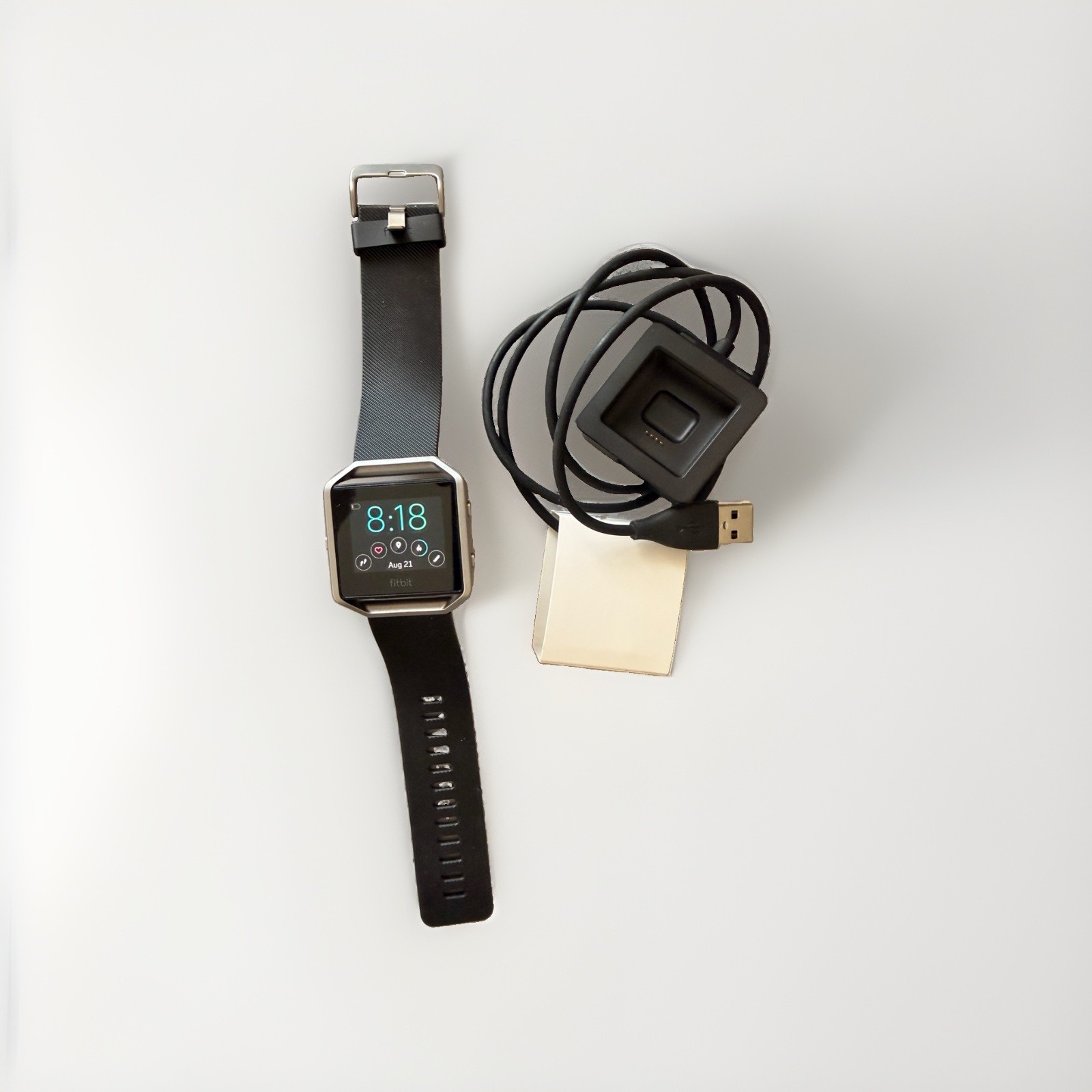 Fitbit Blaze Smart Fitness Watch HR Sleep Multi-Sport, Silver/Black 100% tested