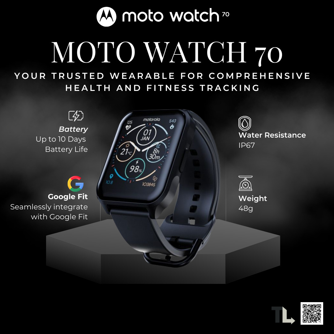 Brand New Motorola Moto Watch 70 1.69″ IPS LCD IP67 Android 5.0+ IOS 10.0+
