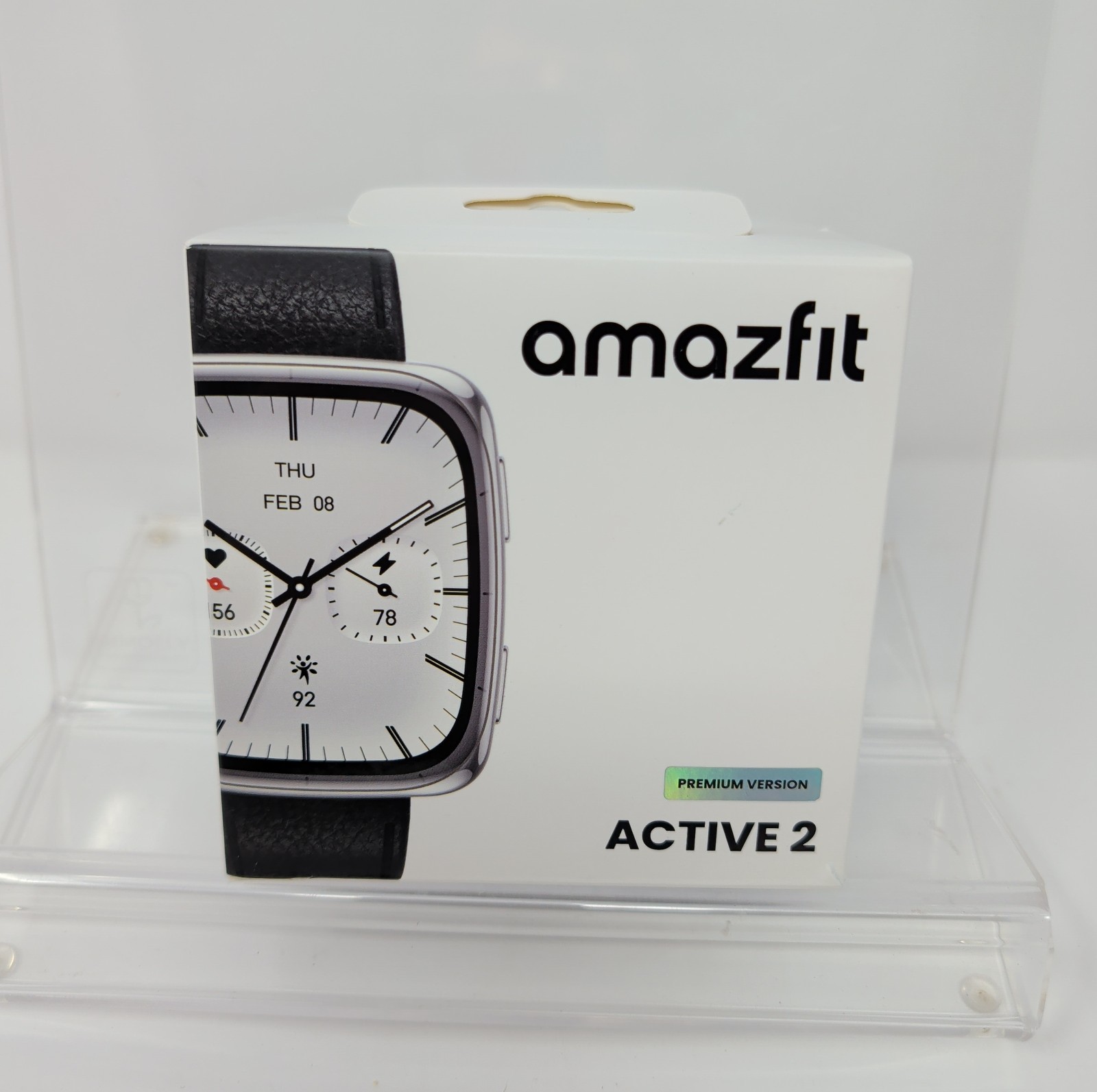 Open Box, Amazfit Active 2 Premium Square Smartwatch A2440 GPS AMOLED NFC