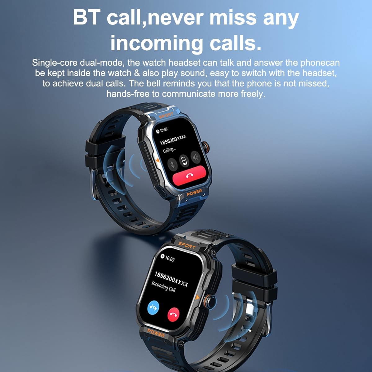 Fanchengzi Smart Watch Earbuds For Men 2.01 Hd Screen Military Watch
