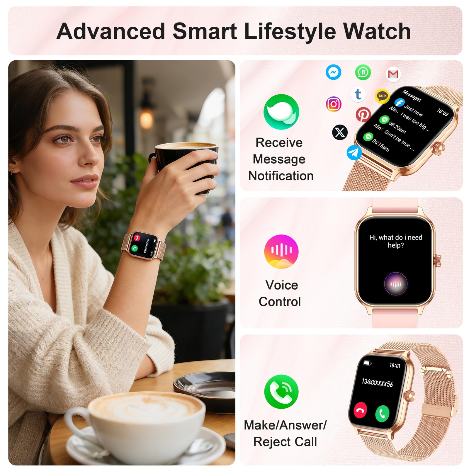 Smart Watch for Women & Men, 2026 New 1.96’’ Reloj Inteligente Para Mujer Ans…