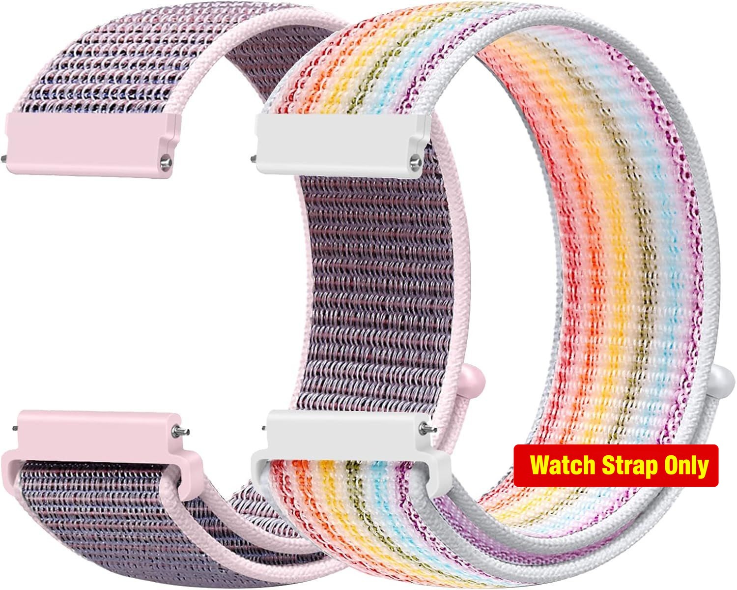 20mm Quick Release Nylon Strap in Pink Sand & Rainbow for Samsung Galaxy Watch 4
