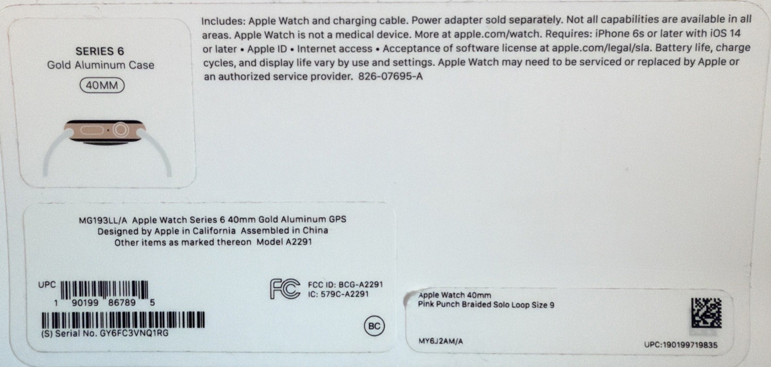 Apple Watch Series 6 40mm GPS Gold Aluminum w/ 2 bands