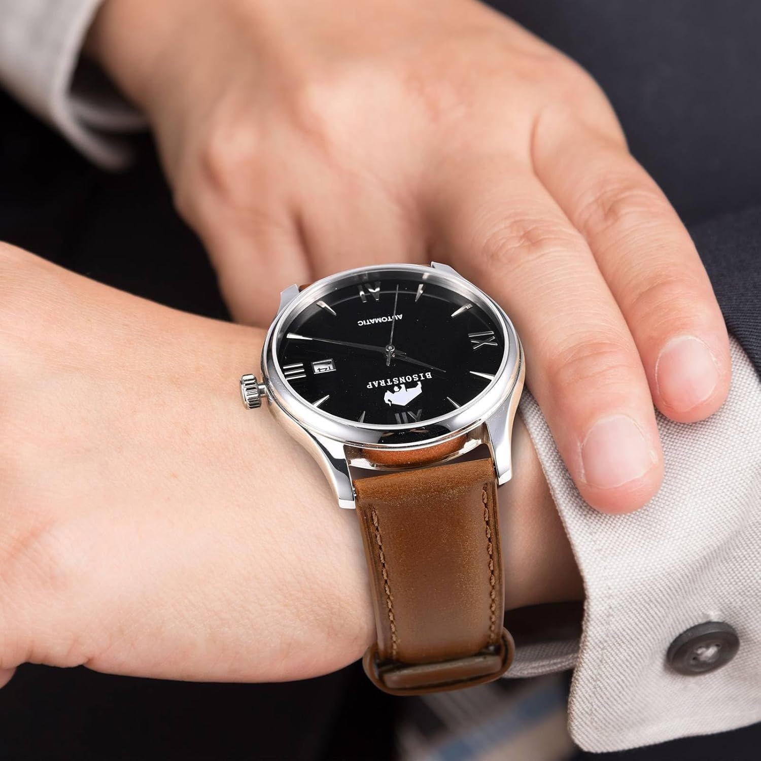 Leather Strap Compatible with 18mm 20mm 22mm Watches Quick Release