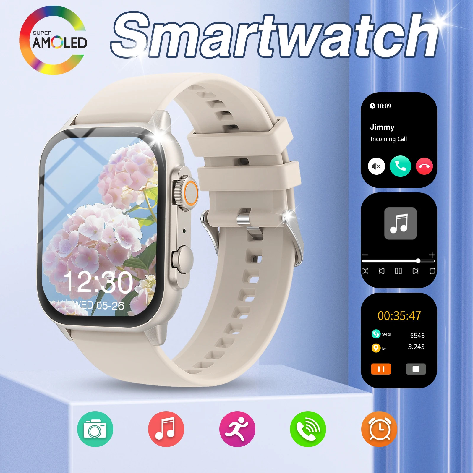 Smart Watch, Wireless Calling, Message Reminder, Multi-Sport Mode, 2.01-Inch HD